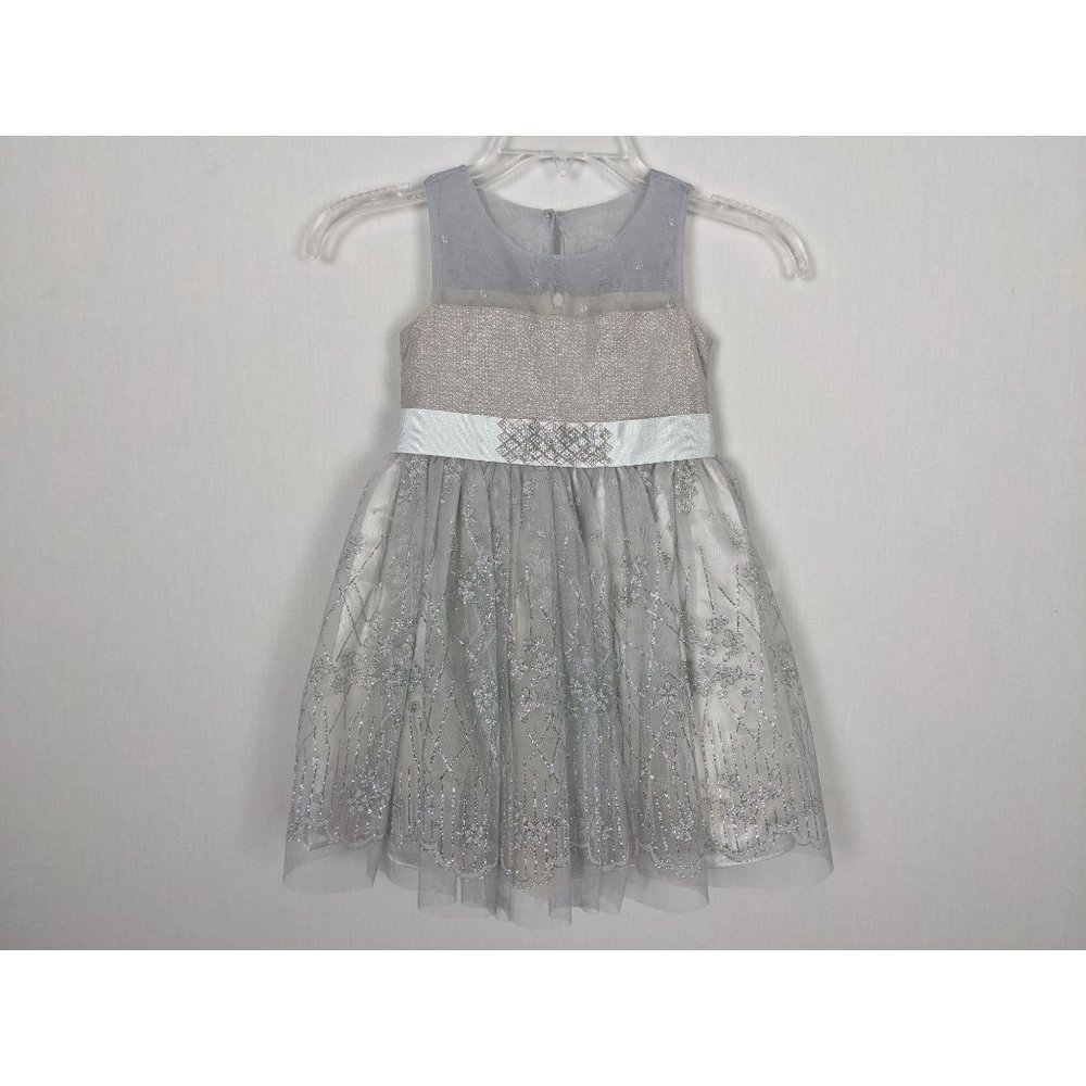IRIS & IVY gray silver‎ glitter shine dress girls 4